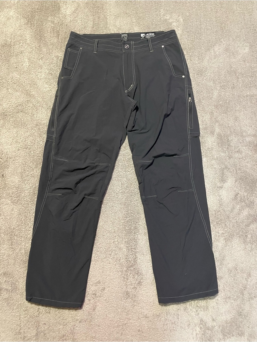 KUHL Renegade Pants Mens 34x32 Charcoal Gray Stretch Nylon Hiking Outdoor Cargo